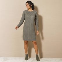 Robe pull torsadée - Taille 54 - Kaki - Blancheporte