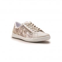 Baskets zippées et lacées grande largeur - Beige - Taille 36 - Blancheporte