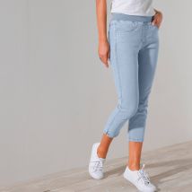 Pantacourt jean taille élastiquée - Taille 40 - Bleu - Blancheporte