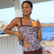Haut de tankini imprimé zèbre - Taille 44 - Marron - Blancheporte