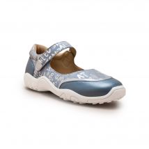 Babies imprimées scratchées cuir grande largeur - Bleu - Taille 41 - Blancheporte