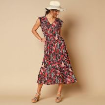 Robe longue imprimée, sans manches - Bleu - Taille 42 - Viscose - Coeur Au Sud - Blancheporte