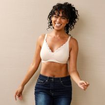 Soutien-gorge minimiseur en maille et dentelle "Amourette"- sans armatures - Beige - 85C - Triumph - Blancheporte