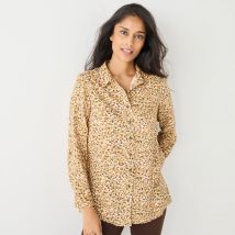 Chemise liquette imprimé minimaliste - Marron - Taille 44 - Viscose - Blancheporte
