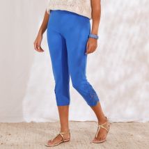 Legging 3/4 macramé, taille élastiquée - Taille 38/40 - Bleu - Blancheporte