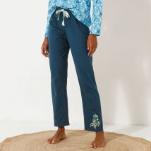 Pantalon de pyjama imprimé placé - Bleu - Taille 50 - Coton/jersey - Blancheporte