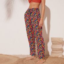 Pantalon droit imprimé, crépon fluide - Multicolore - Taille 50 - Viscose - Blancheporte