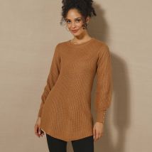 Pull-tunique maille fantaisie - Taille 56 - Marron - Blancheporte