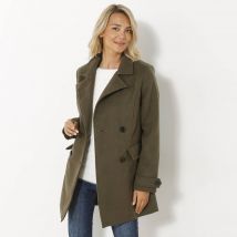 Manteau caban boutonné uni - Taille 50 - Kaki - Blancheporte