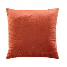 Coussin carré velours motif feuilles - Blancheporte