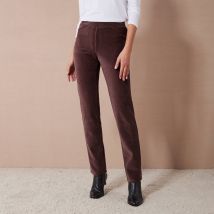 Pantalon droit, maille velours côtelé - Taille 52 - Marron - Blancheporte