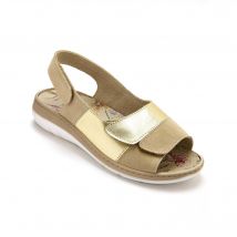 Sandales cuir pattes scratchées PÉDICONFORT - Beige - Taille 38 - Blancheporte