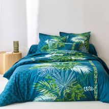 Linge de lit Cayenne en coton imprimé feuilles de palmiers - Vert - Coton - Colombine - Blancheporte