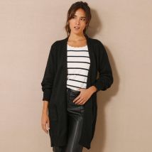 Gilet long porter ouvert, col V - Taille 50 - Noir - Blancheporte