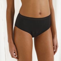 Culotte taille haute menstruelle en coton biologique (**) lavable - flux abondant - TXl - Noir - Athena - Blancheporte
