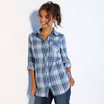 Chemise flanelle à carreaux - Bleu - Taille 36 - Coton/flanelle - Blancheporte