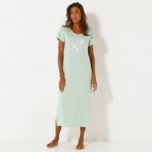 Chemise de nuit longue Oiseaux - Vert - Taille 54 - Coton/jersey - Blancheporte