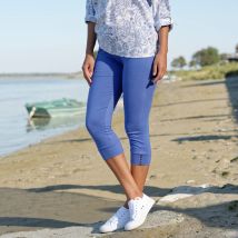 Legging 3/4, bas boutonné - Taille 52 - Bleu - Blancheporte