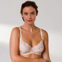 Soutien-gorge microfibre et dentelle bicolore forme corbeille Pahala – avec armatures - Taille 105 - Écru - Blancheporte