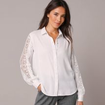 Chemisier boutonné dentelle uni - Taille 52 - Blanc - Blancheporte