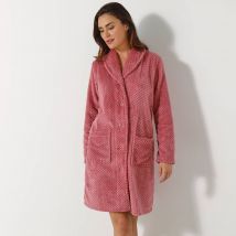 Robe de chambre maille polaire col châle - Longueur 95 cm - Taille 52 - Rose - Blancheporte