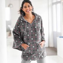 Poncho à capuche, maille polaire toucher peluche - Taille 54 - Gris - Blancheporte