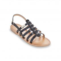 Sandales plates en cuir Hikano - Noir - Taille 38 - Blancheporte