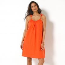 Robe bretelles tressées, gaze de coton - Blancheporte