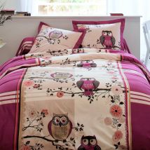 Linge de lit Chouette flanelle - Violet - Coton/flanelle - Colombine - Blancheporte
