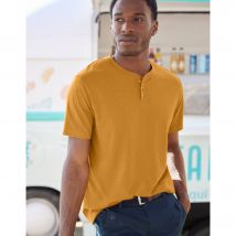 T-shirt uni col tunisien - Taille M - Jaune - Blancheporte