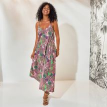 Robe longue imprimée à fines bretelles - Rose - Taille 44 - Viscose - Coeur Au Sud - Blancheporte