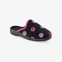 Chaussons mules - brodés fleurs - Gris - Taille 39 - Blancheporte