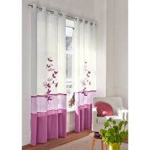 Rideau panneau voile motif orchidée finition oeillets - Blancheporte