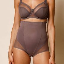 Culotte taille haute maille et tulle gainant - Taille 36 - Marron - Blancheporte