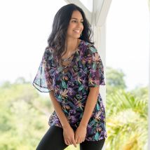 Tunique voile imprimée - Taille 48 - Noir - Blancheporte