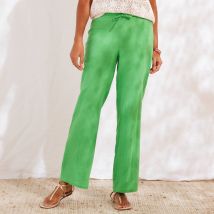 Pantalon large droit, gaze de coton - Vert - Taille 46 - Coton/gaze De Coton - Blancheporte