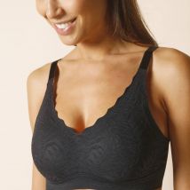 Soutien-gorge moulé invisible microfibre et dentelle - sans armatures - Taille S - Noir - Blancheporte