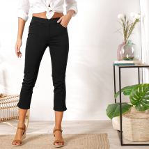Pantacourt toile taille élastiquée - Taille 56 - Noir - Blancheporte