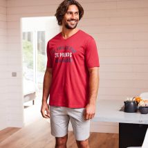 Pyjama short message - Taille S - Rouge - Blancheporte