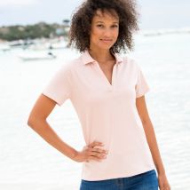 Polo manches courtes, maille jersey - Rose - Taille 50 - Coton/jersey - Blancheporte