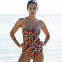 Maillot de bain 1 pièce bustier Toboki imprimé, bretelles amovibles - Multicolore - Taille 44 - Blancheporte