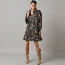 Robe courte boutonnée, manches amples - T42 - Kaki - Lora Zellini - Blancheporte