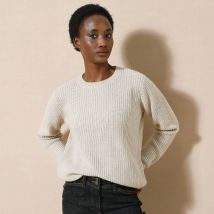 Pull col rond maille anglaise - Taille 38/40 - Beige - Blancheporte