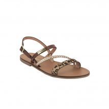 Sandales plates en cuir, Batresse - Marron - Taille 39 - Blancheporte
