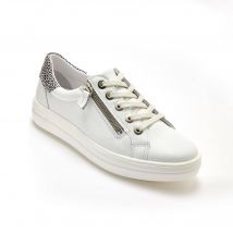 Baskets zippées et lacées grande largeur - Blanc - Taille 36 - Blancheporte