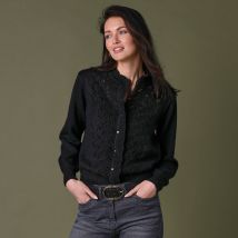 Gilet boutonné col montant, maille fantaisie - T46/48 - Noir - Lora Zellini - Blancheporte