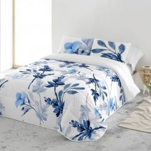 Couvre-lit matelassé imprimé Bleuet - Blancheporte