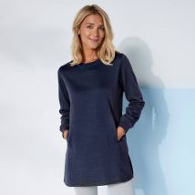 Sweat long, molleton gratté - Taille 50 - Bleu - Blancheporte