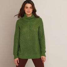 Pull col boule, maille anglaise - Taille 54 - Vert - Blancheporte