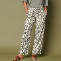 Pantalon fluide imprimé - Taille 54 - Écru - Blancheporte